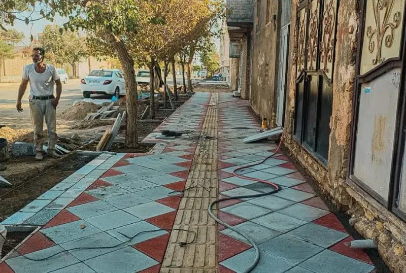 📷گزارش تصویری|  عملیات پیاده روسازی وسنگ نیلوفر شمالی ۶