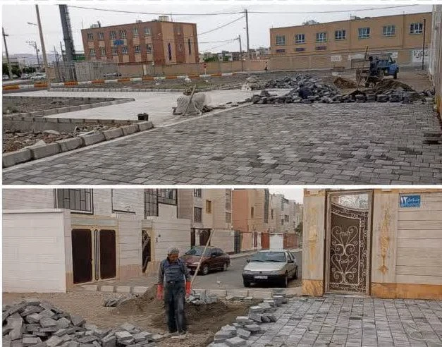 ادامه عملیات اجرایی تایل بتنی ۱۴ معصوم ۱۲