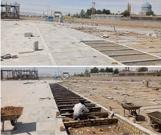 ادامه عملیات سنگ فرش محوطه آرامستان بهشت بقیع