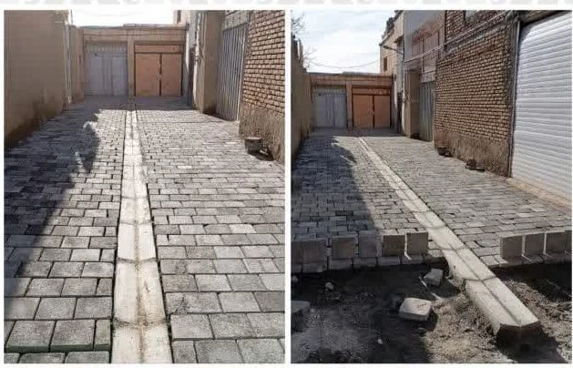 شروع عملیات تایل فرش کوچه شهیدمدرس ۳ بن بست اول سمت راست